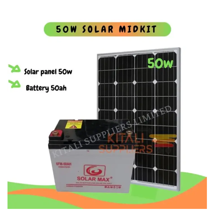 Solar Midkit 50ah Battery (Solar panel 50watts all weather solar battery 50ah