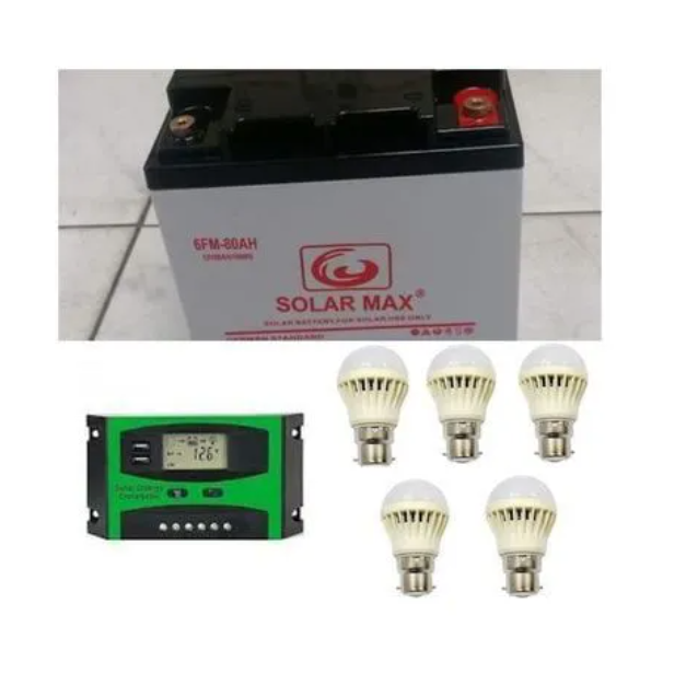 80ah Solar Battery + Bulb + 10amps Solar Charge Controller