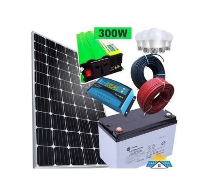 SUNNYPEX Solar Full-kit 100 Watts Solar Panel + 80 AH Battery + 300 W Inverter + 10 Amp Charge Controller + 4 Bulbs German Technology