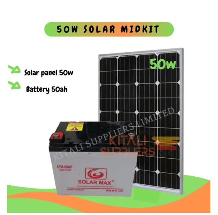 Solar Midkit 50ah Battery (Solar panel 50watts all weather solar battery 50ah