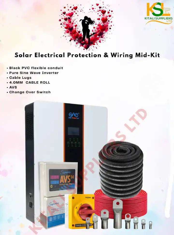 Electrical Essentials Kit – Black PVC Flexible Conduit, Pure Sinewave Inverter, Cable Lugs, 4.0mm Cable Roll & Changeover Switch