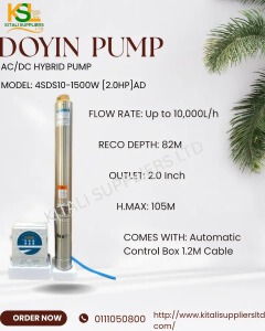 Doyin 1500W (2HP) AC/DC Borehole Submersible Water Pump – High Performance Solar Water Pump
