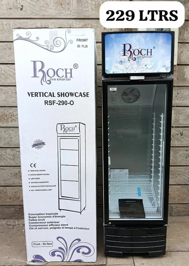 Roch 229L Vertical Showcase Refrigerator RSF-290-O – Glass Door Display Fridge
