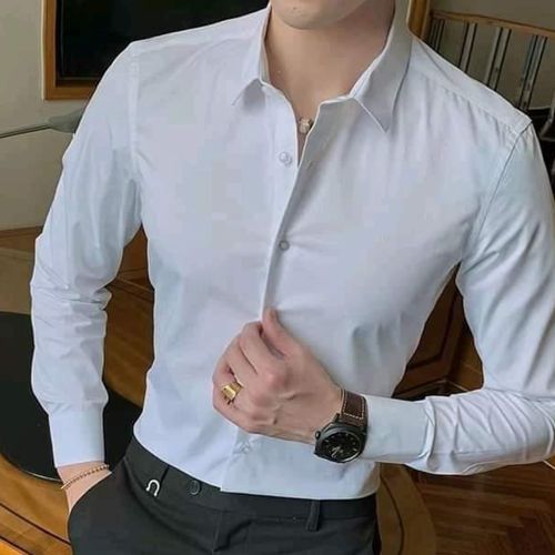Fashion White Men's Official Long Sleeve Formal Shirt