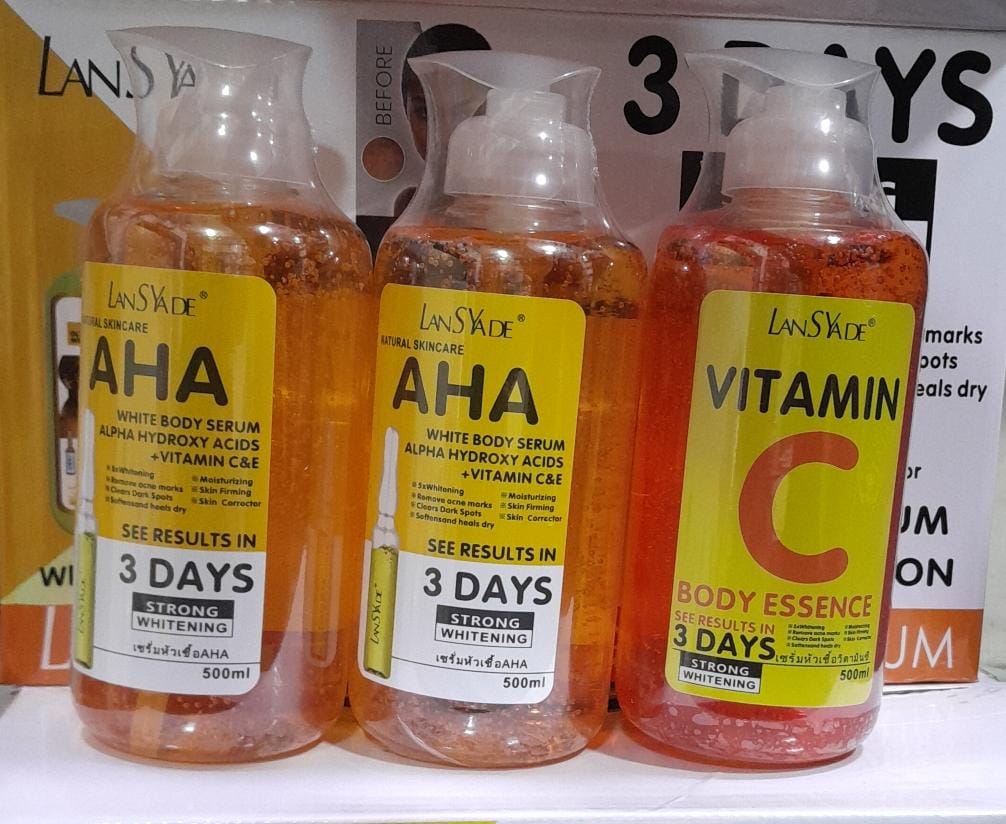 AHA Natural Skincare White Body Serum Alpha Hydroxy Acids Vitamin C & E