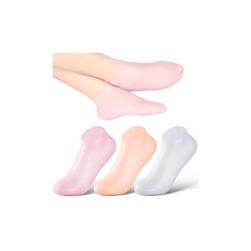 Silicone Moisturizing Socks Anti Slip Aloe Socks for Dry Cracked Feet Women & Softening Dry Cracked Feet Rough Skins, Calluses, Spa Gel Socks Foot Care After Pedicure-2 pair