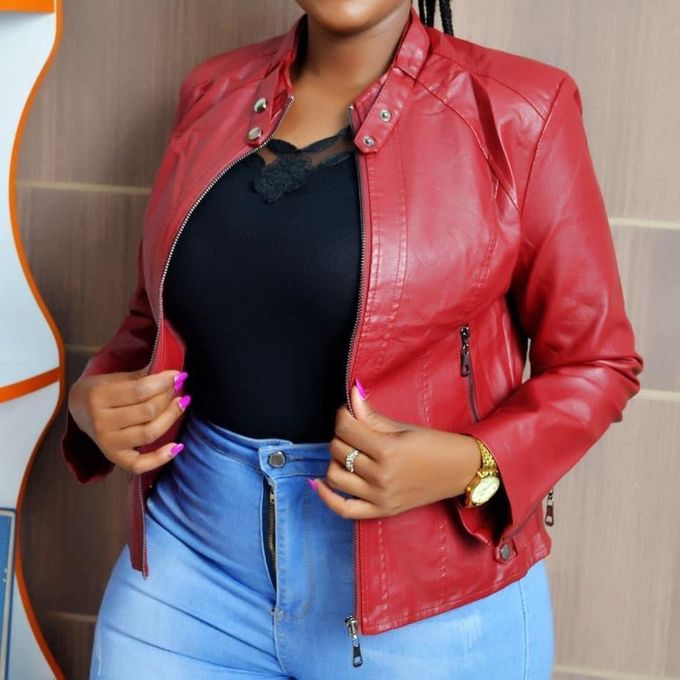 Fashion Leather Jacket For Ladies slim fit