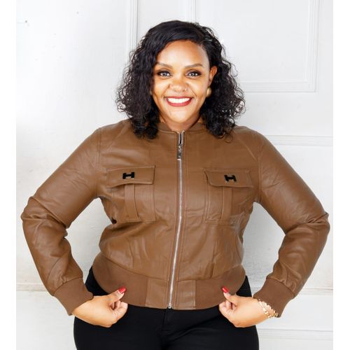 Fashion Leather Jacket For Ladies slim fit leather bomber jacket