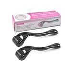 Derma Roller 2pcs 0.5mm For Beard & Hair Growth, Anti Aging & Skin Rejuvenation, Boosts Minoxidil Absorption – Microneedling Dermaroller For Thicker Hair, Clearer Skin & Collagen Boost