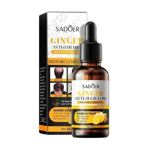 SADOER Ginger Anti Hair Loss Treatment Essence + Derma Roller , Hair Growth Restoration Anti Hair Loss Serum Minoxidil