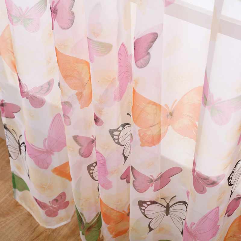 Butterflies Voile Curtains Divider Drape Panel Sheer Romantic Tulle Decoration Living Room Bedroom Kitchen Window Curtain