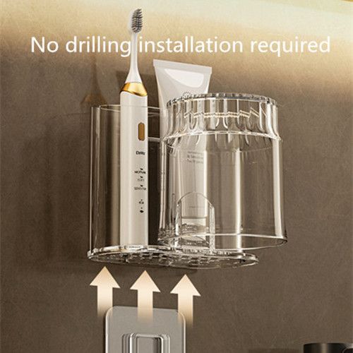 Tooth cup Electric toothbrush holder holder wall hanging perforation-free bathroom wash cup mouthwash cup jar shelf storage