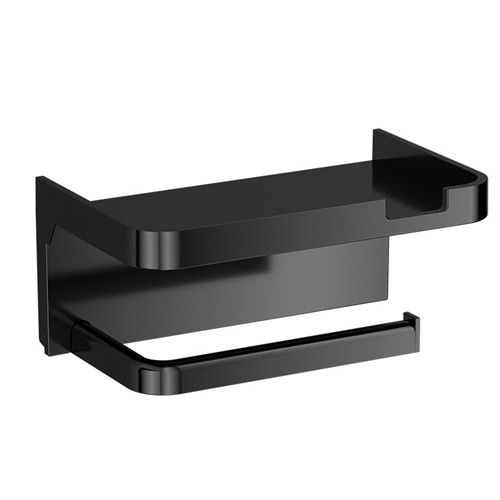 Toilet Paper Holder with Storage Shelf Simple Installation Self-Adhesive Roll Paper Rack Mobile Phone Holder Bathroom Organizer