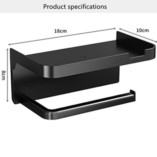 Toilet Paper Holder with Storage Shelf Simple Installation Self-Adhesive Roll Paper Rack Mobile Phone Holder Bathroom Organizer