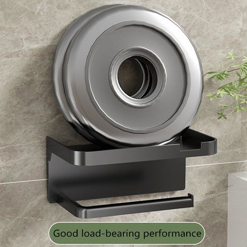 Toilet Paper Holder with Storage Shelf Simple Installation Self-Adhesive Roll Paper Rack Mobile Phone Holder Bathroom Organizer