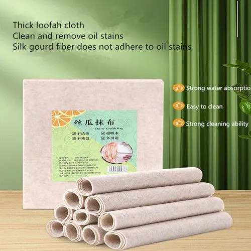 Loofah Cleaning Brush Natural Fiber Thickened Oil-Absorbent Dish Scrubber Non-Stick Easy Clean Kitchen Sponge for Dishes