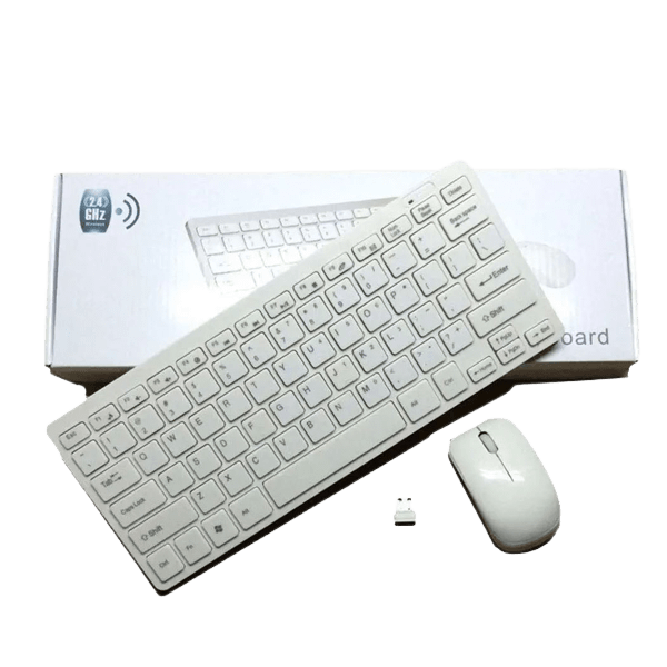 Compact Elegance Ultra-Thin Mini Keyboard & Mouse Combo (White) Plug & Play
