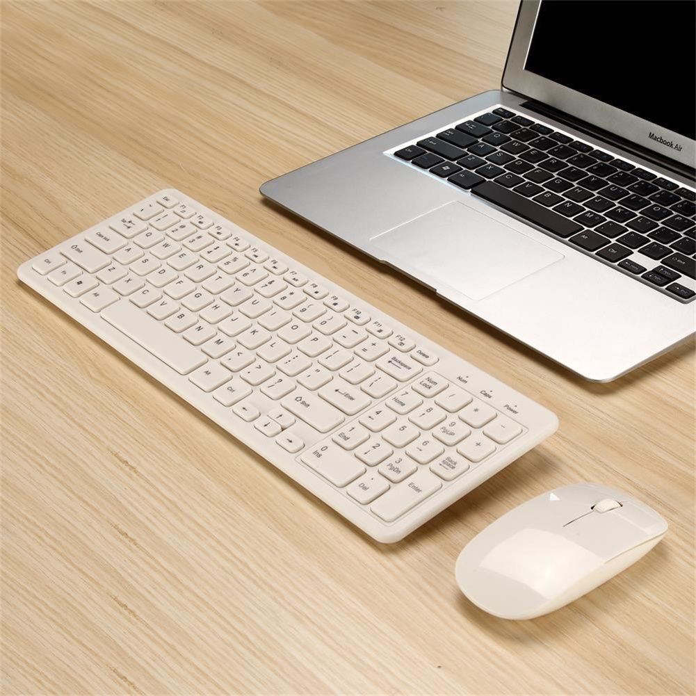 Compact Elegance Ultra-Thin Mini Keyboard & Mouse Combo (White) Plug & Play