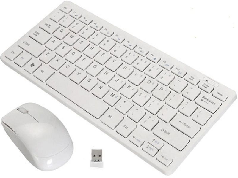Compact Elegance Ultra-Thin Mini Keyboard & Mouse Combo (White) Plug & Play