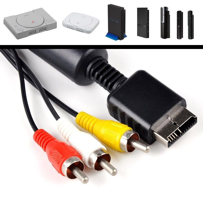 Trendy PS2 PS3 AV Cable – 6FT AV to RCA Cord for PlayStation 2, PS2, PSX, PS3 Slim + Sony PS1, 2, 3