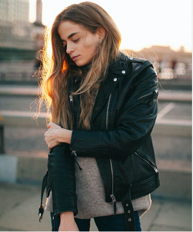 Fashion Women Cool Faux Leather Jacket Long Sleeve