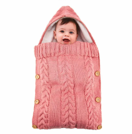Fashion Knitted Crochet Hooded Sleeping Bag Newborn Baby Swaddle Blanket - White White as picture