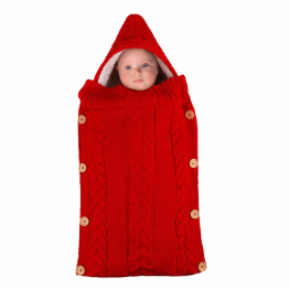 Fashion Knitted Crochet Hooded Sleeping Bag Newborn Baby Swaddle Blanket - White White as picture