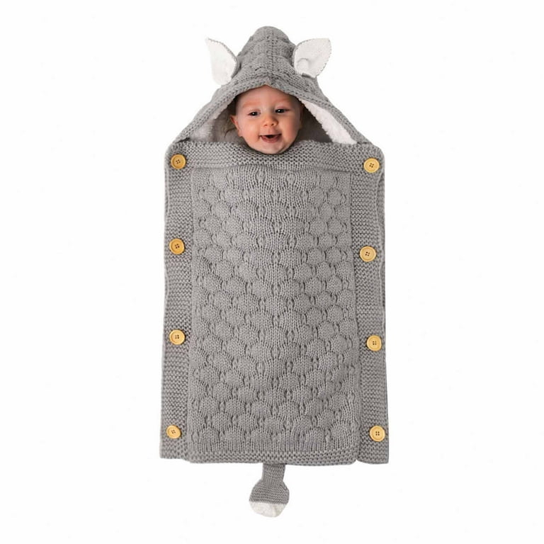 Fashion Knitted Crochet Hooded Sleeping Bag Newborn Baby Swaddle Blanket - White White as picture