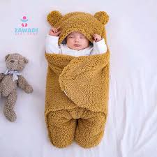 Generic WARM SOFT BABY SHAWL BLANKET / HOODED SLEEPING BLANKET / BABY SWADDLE WRAP