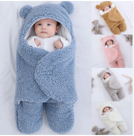 Generic WARM SOFT BABY SHAWL BLANKET / HOODED SLEEPING BLANKET / BABY SWADDLE WRAP