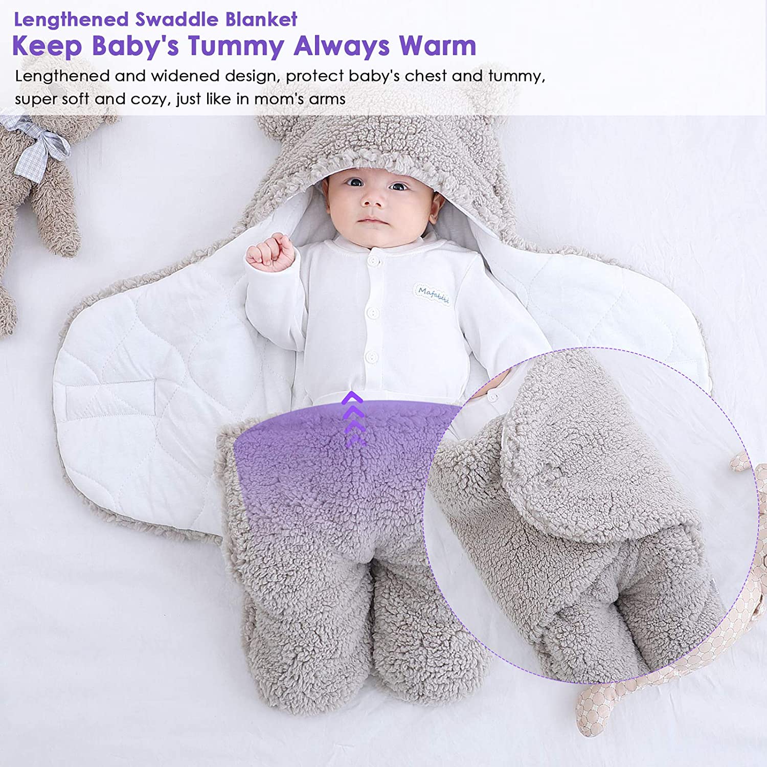 Generic WARM SOFT BABY SHAWL BLANKET / HOODED SLEEPING BLANKET / BABY SWADDLE WRAP