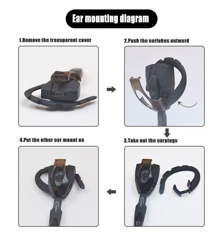 Business Bluetooth Earphone Hands free Wireless Headphone Earbuds Single Handsfree For Cycling Driving HD Call