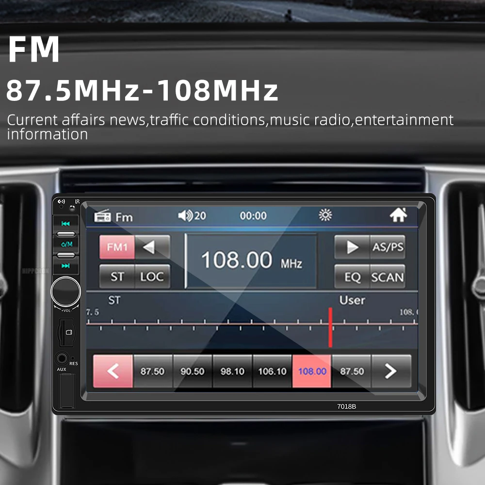 7 Inch Car Radio MP5 Multimedia Player Touch Screen FM ISO Power Aux Input Bluetooth USB Mirror Link Autoradio