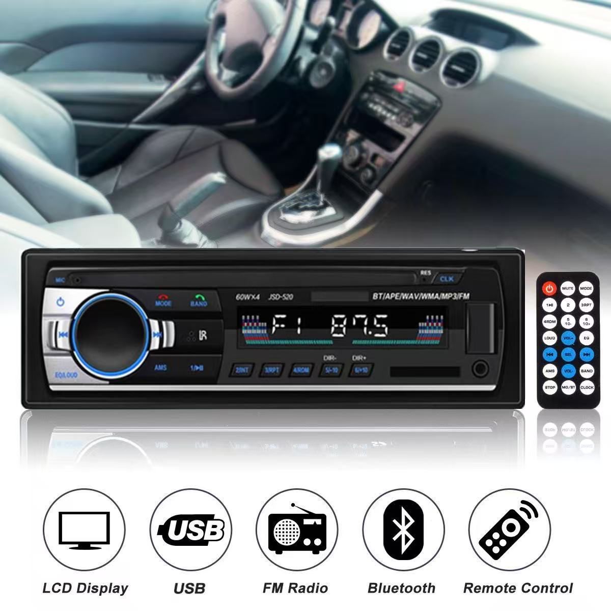 Car Radio Stereo FM Bluetooth MP3 Audio Player Cellphone Handfree Digital USB/SD With In Dash Aux Input