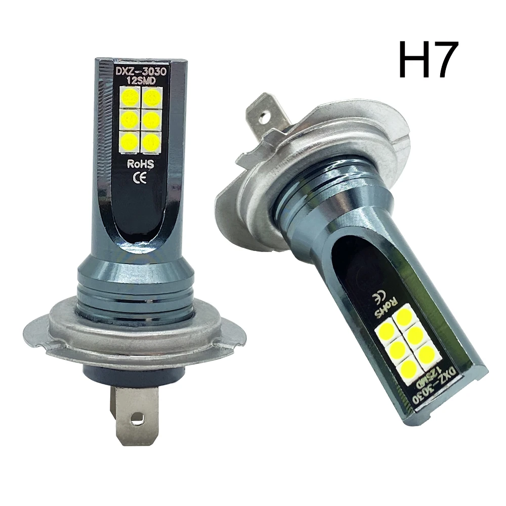 2Pcs LED Headlight H1 H3 H4 H7 H8/H11 Car Fog Light Bulbs Auto Driving Running Lamps 6000K White Super Bright