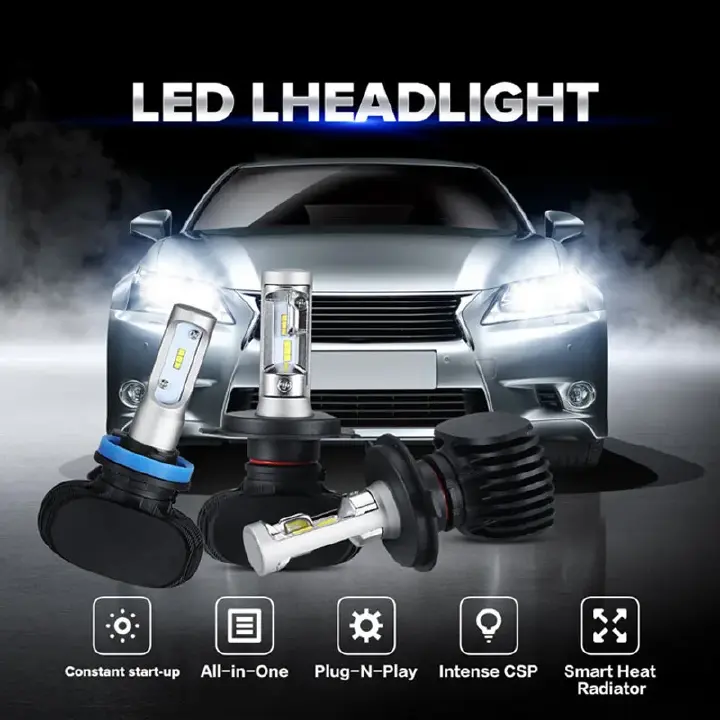 2pcs LED Car Headlight LED Bulb H1 H3 H4 H47 H8/H11 9005 LED Lights Car Canbus Headlamp Hi/Lo Beam Light Fog Lamp White 6000k