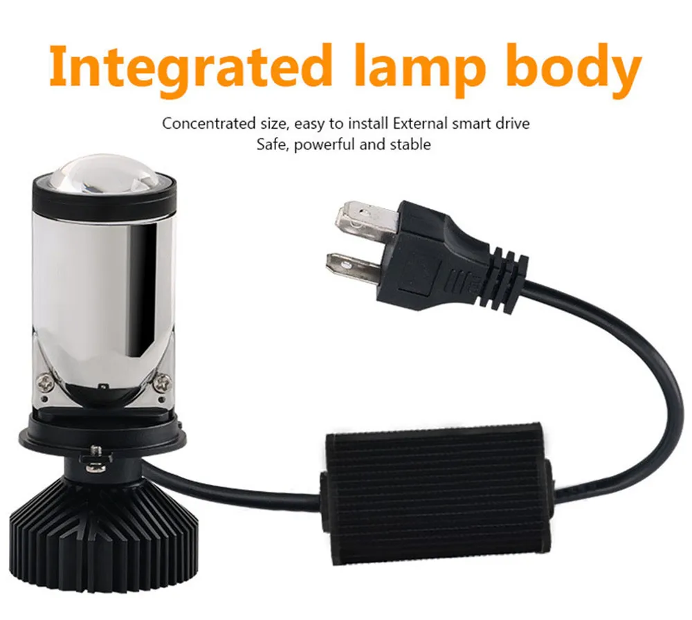 2pcs Turbo Fan H4 LED Headlights Car H4 Mini Projector Lens 6000K Super Bright Hi Lo Beam Bulb LED Lights Car Light Lamp