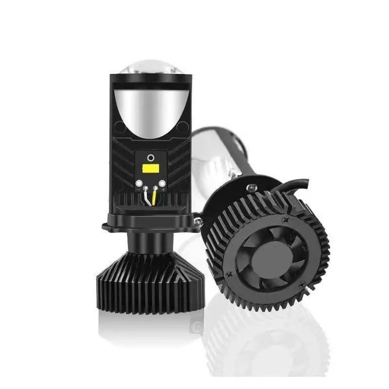 2pcs Turbo Fan H4 LED Headlights Car H4 Mini Projector Lens 6000K Super Bright Hi Lo Beam Bulb LED Lights Car Light Lamp