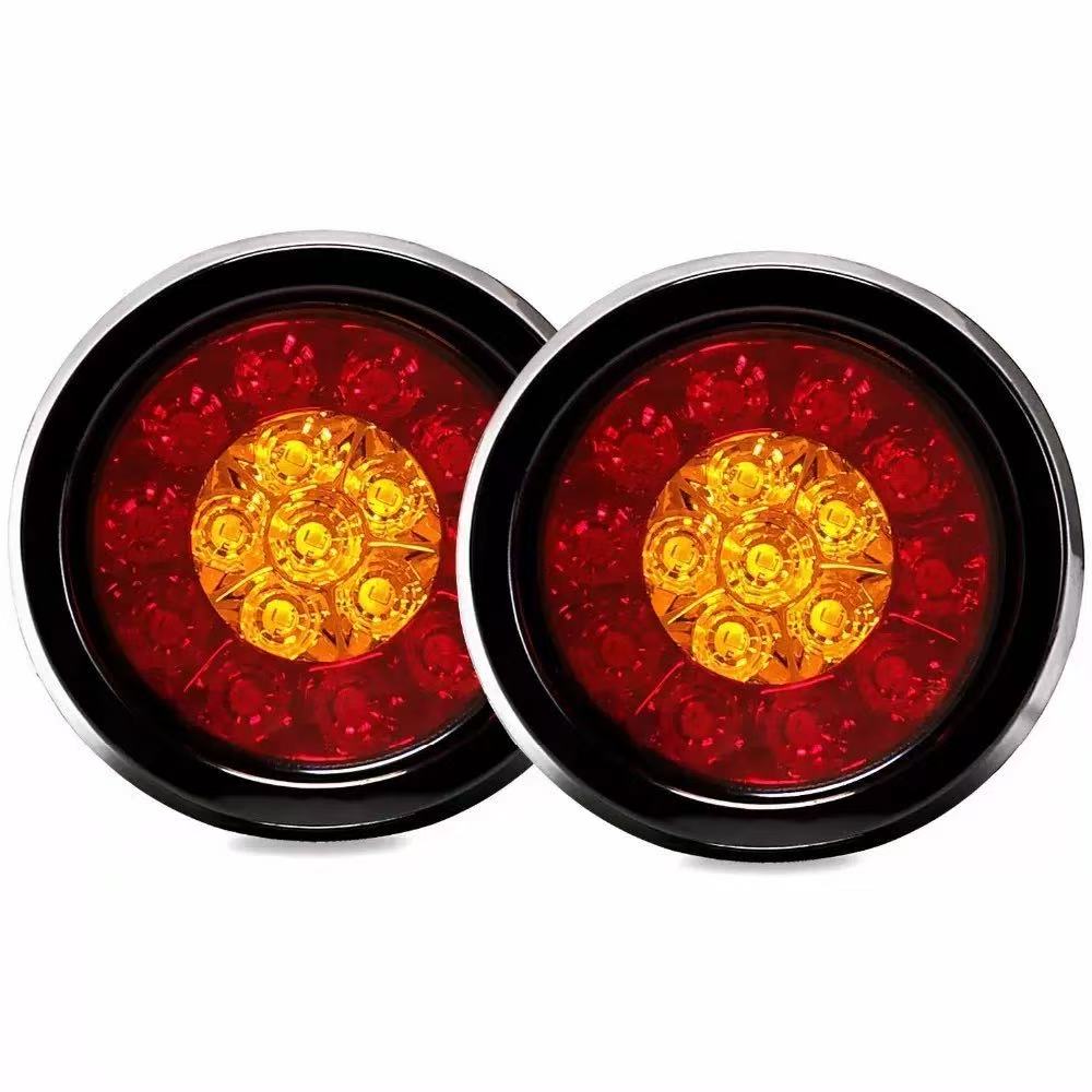 2pcs Round Brake Lights 12V 24V Truck Lights LED Warning Rear Taillight Trailer Side Marker Lamp Car Tail Light Parts