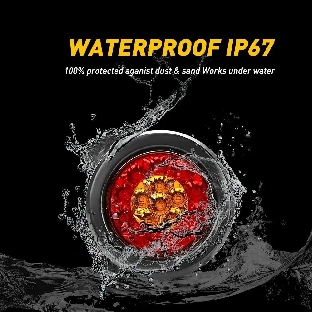 2pcs Round Brake Lights 12V 24V Truck Lights LED Warning Rear Taillight Trailer Side Marker Lamp Car Tail Light Parts