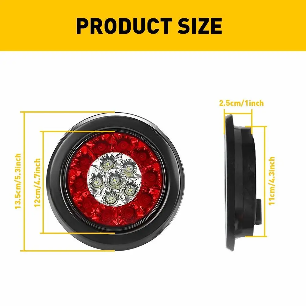 2pcs Round Brake Lights 12V 24V Truck Lights LED Warning Rear Taillight Trailer Side Marker Lamp Car Tail Light Parts