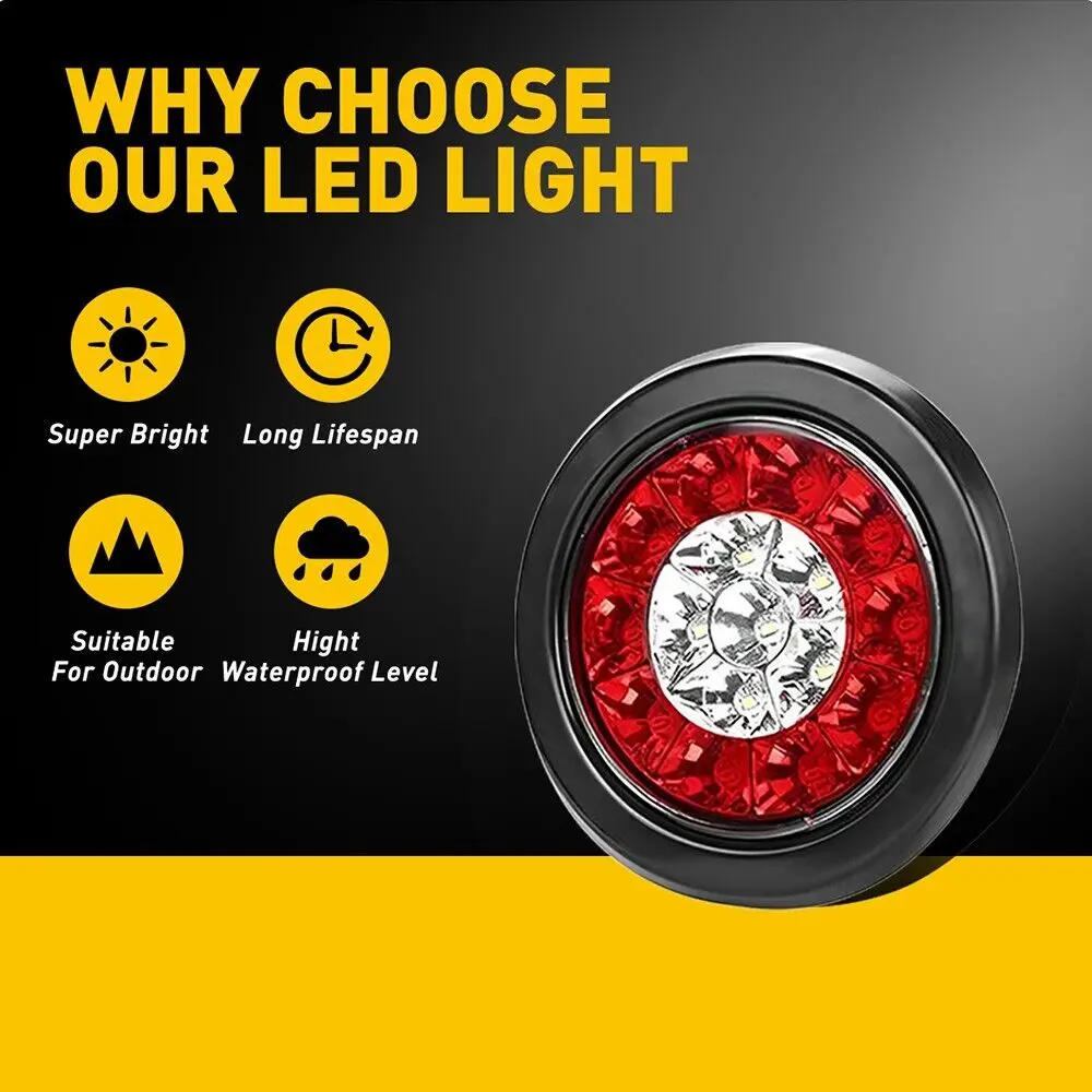 2pcs Round Brake Lights 12V 24V Truck Lights LED Warning Rear Taillight Trailer Side Marker Lamp Car Tail Light Parts