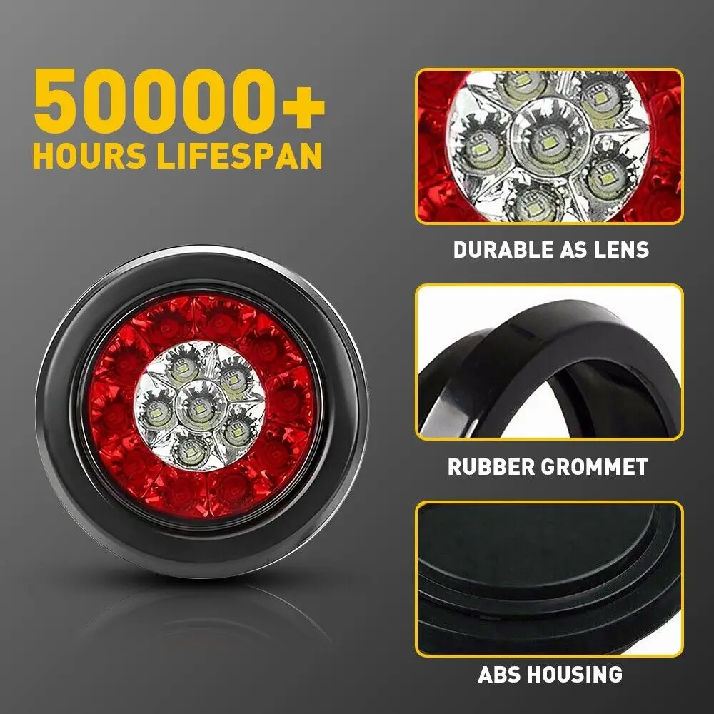 2pcs Round Brake Lights 12V 24V Truck Lights LED Warning Rear Taillight Trailer Side Marker Lamp Car Tail Light Parts