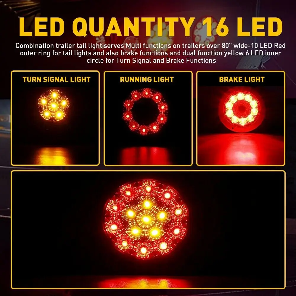 2pcs Round Brake Lights 12V 24V Truck Lights LED Warning Rear Taillight Trailer Side Marker Lamp Car Tail Light Parts