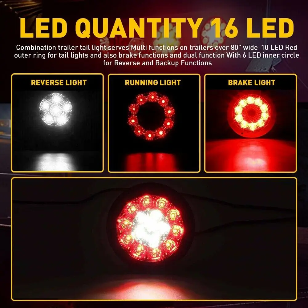 2pcs Round Brake Lights 12V 24V Truck Lights LED Warning Rear Taillight Trailer Side Marker Lamp Car Tail Light Parts