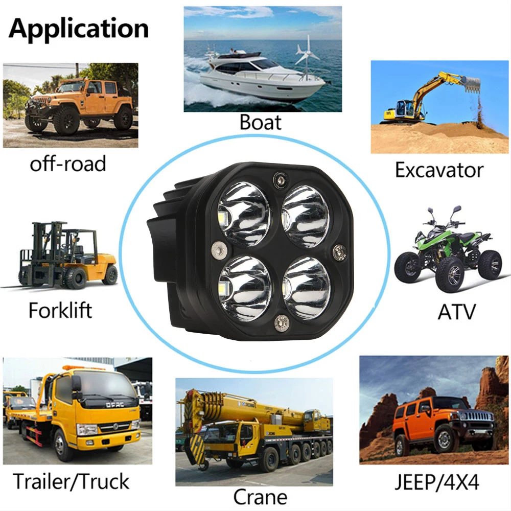 1PC LED Work Light 40W Spotlights Off-Road Vehicle Modification Motorcycle Light Engineering 6000K White Fog Lights Accessories Lamps