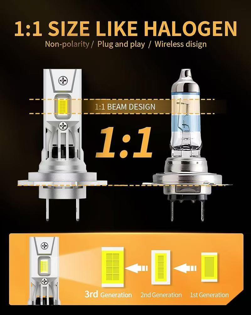 2Pcs Mini H1/H7/H8/H11 LED Car Headlight Bulb CSP For Car Headlamp 12V White 6000K Auto Fog Lamps Led Turbo Automobile