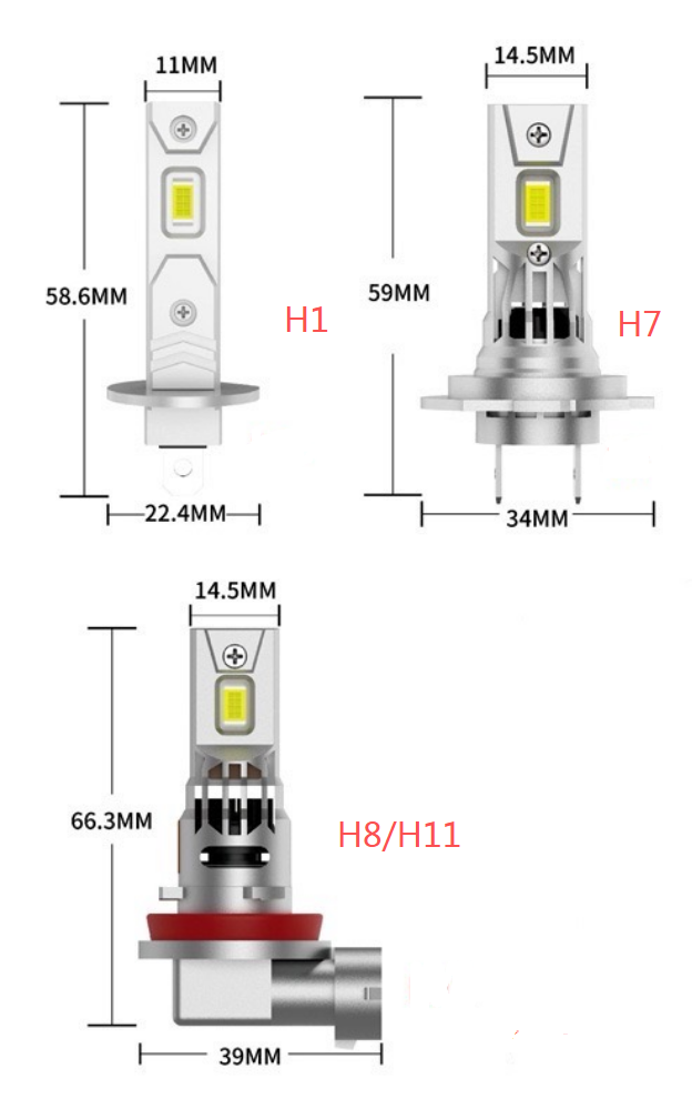 2Pcs Mini H1/H7/H8/H11 LED Car Headlight Bulb CSP For Car Headlamp 12V White 6000K Auto Fog Lamps Led Turbo Automobile