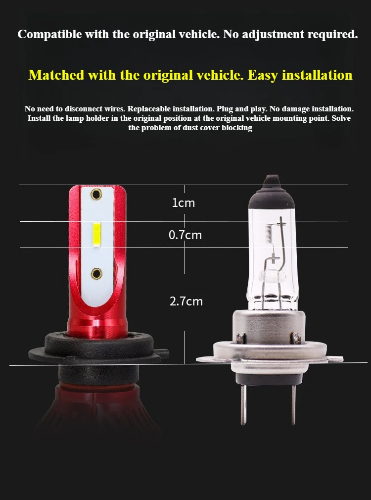 2PCS H4 H7 LED Headlight 120W 12V LED H4 H7 White 6000K Bulbs Auto Fog Lights High Brightness IP67 Waterproof Universal Car Accessories Tools