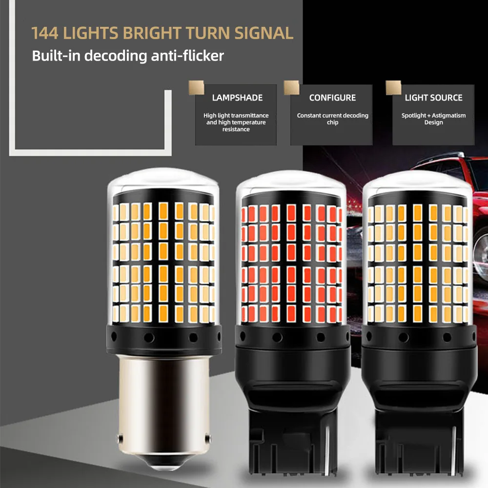 2PCS High Power 12V LED Car Bulbs BA15S 1156 BAY15D 1157 T20 W21W 7440 Led Reverse Light Bulb Diode Auto Reverse Signal Lights